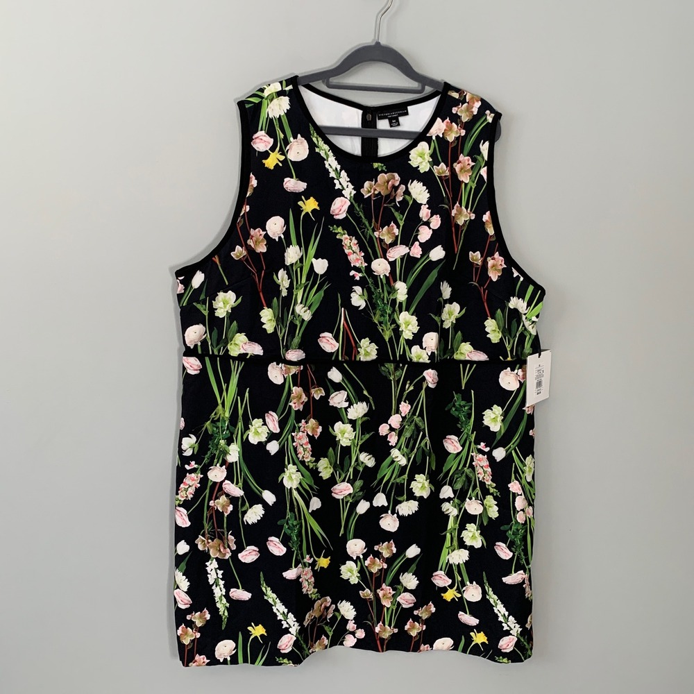 NEW Victoria Beckham for Target Floral Sleeveless Shift Dress Black Plus Size 3X